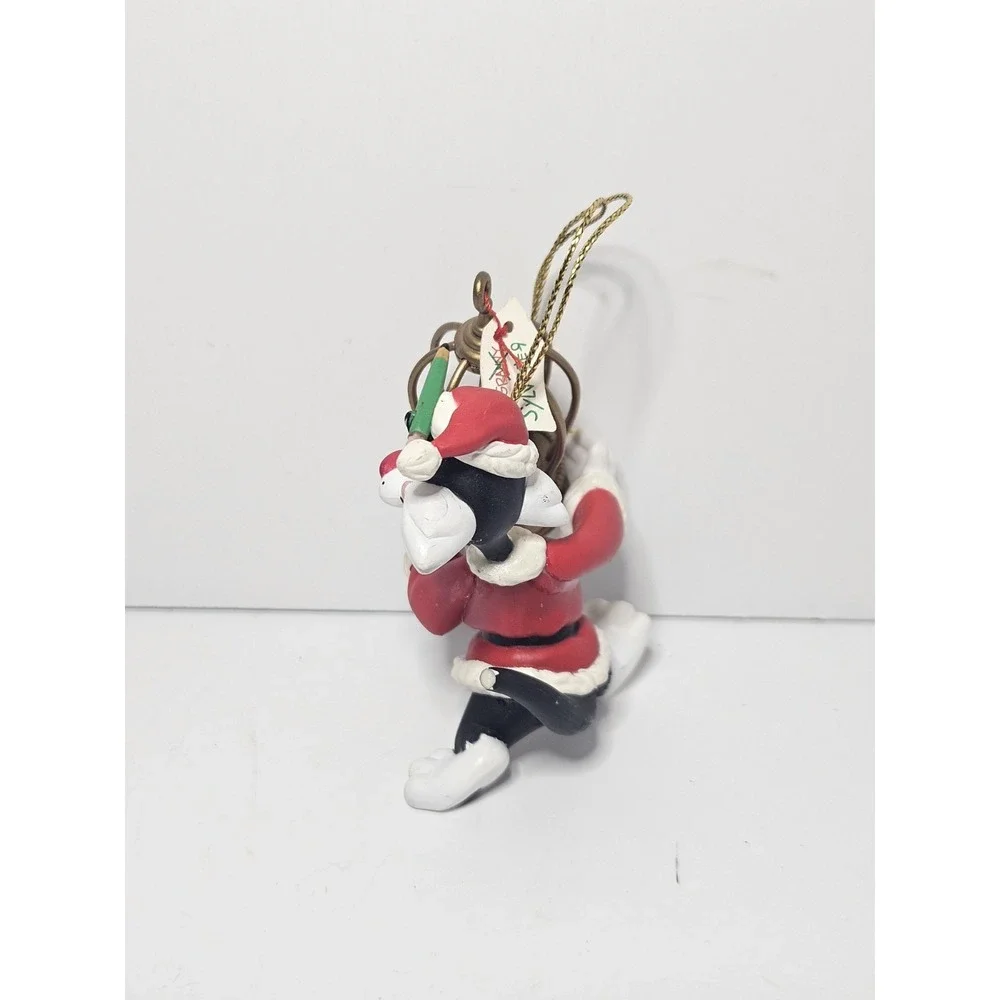 Vintage 1995 Looney Tunes Sylvester Tweety Bird Christmas Ornament Birdcage